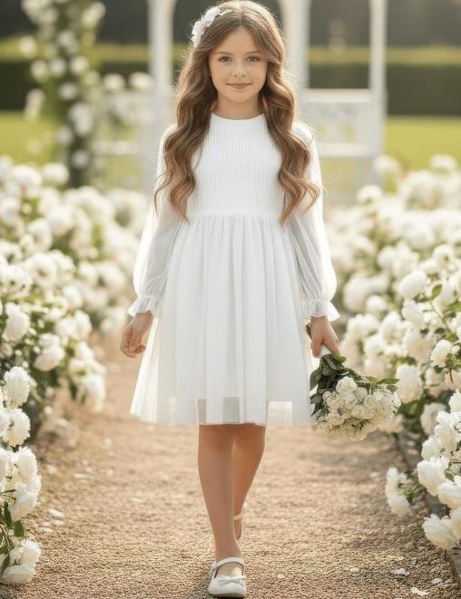 Платье для девочки KETMIN VERNEL цв.Белый/серебро