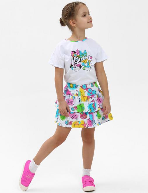 Костюм для девочки KETMIN ЕЖЕВИКА МОРСКАЯ СКАЗКА цв.Белый (Футболка/Юбка шорты)