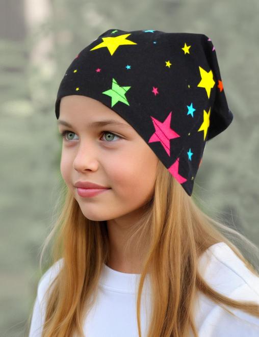 Шапка летняя Звезды НЕОН Черный