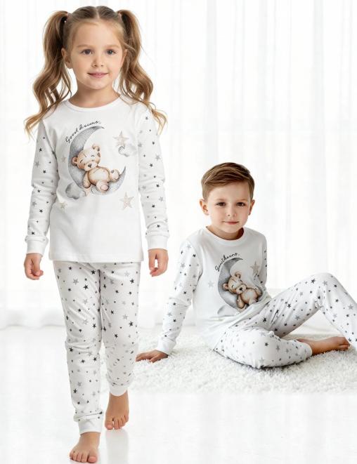 Пижама детская KETMIN НОЧКА МИШКА НА ЛУНЕ с начёсом цв.Звездное небо