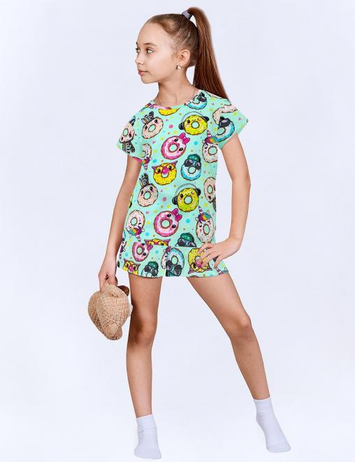 Пижама детская KETMIN DREAM ПОНЧИКИ КАРНАВАЛ цв.Мята (Футболка/Шорты)