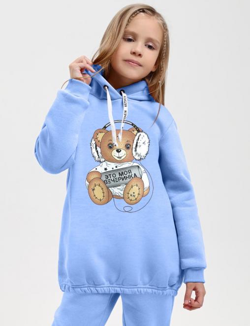 Худи для девочки KETMIN МОЯ ВЕЧЕРИНКА с начёсом цв.Голубой