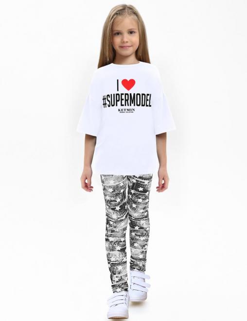 Легинсы детские KETMIN  ДЖИНС черный/ Звезды белые
