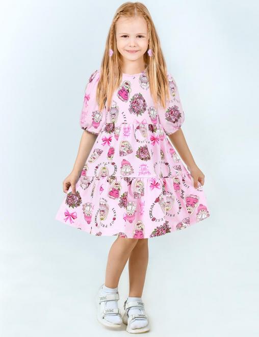 Платье для девочки KETMIN ЭФФЕКТ цв.Зайчики Розовый