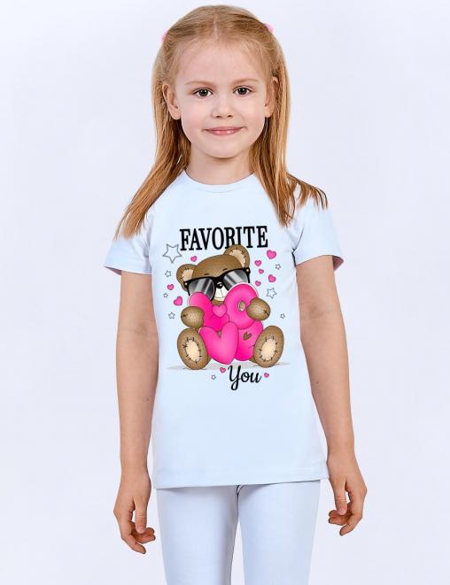 Футболка для девочки KETMIN HOME PR МИШКА LOVE цв.Белый/Фукси