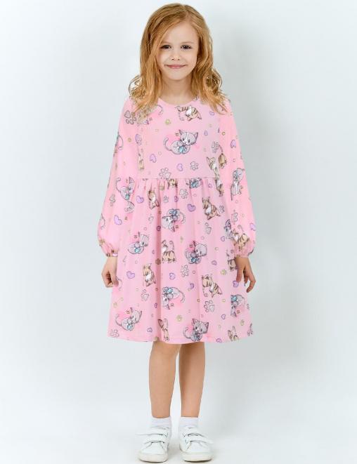 Платье для девочки КАПЕЛЬКА Котята цв.Розовый