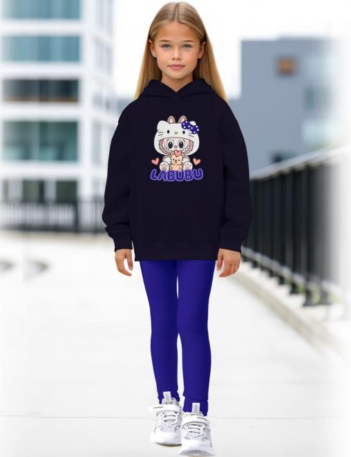 Костюм для девочки ЛАБУБУ цв. Темно-Синий/Василёк (Худи/Треггинсы)