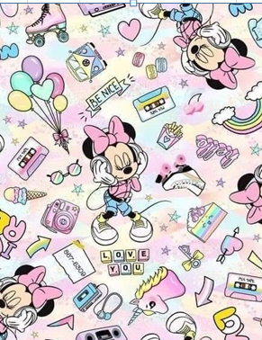 Кулирка с лайкрой ПЕНЬЕ Диджитал ш/полотно Minnie music розовый