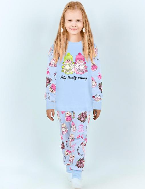 Пижама детская KETMIN HOME MY LOVELY BUNNY цв.Голубой (Лонгслив/Брюки)