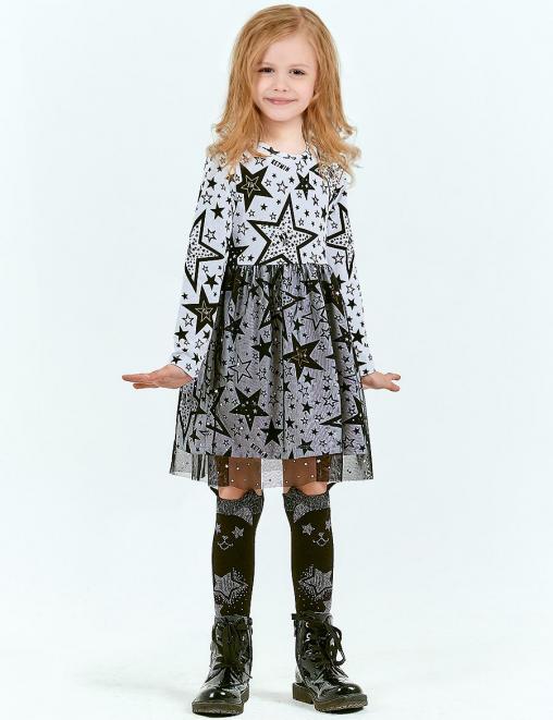 Платье для девочки KETMIN ЛАЙФ цв.Star KM Белый/ черная сетка