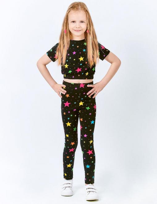 Спортивный костюм SUPERGIRL KETMIN Топ+Леггинсы цв.Звёзды Неон