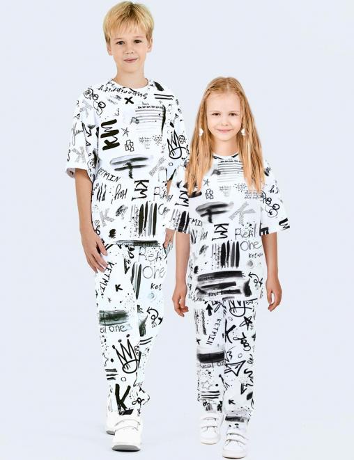 Костюм KETMIN СТИЛЛЯЖ цв.Граффити Белый (Футболка/Брюки)