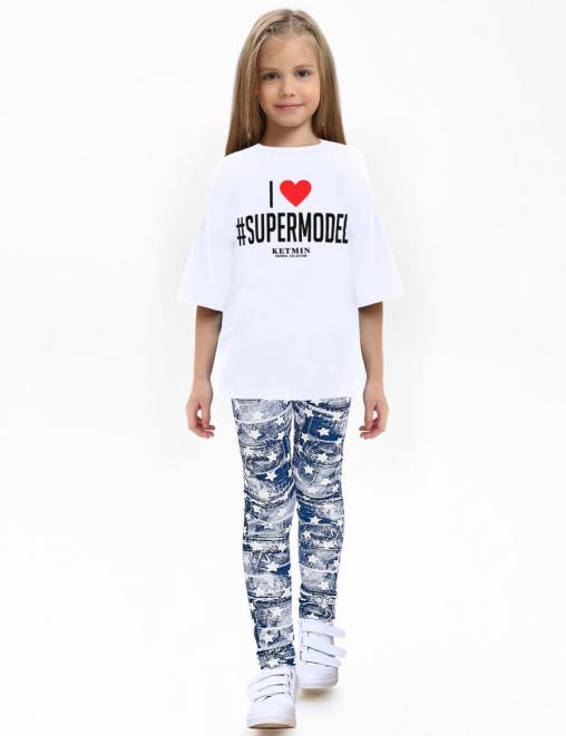 Легинсы детские KETMIN  ДЖИНС синий/ Звезды белые