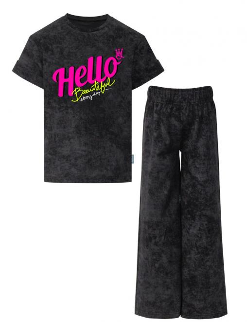 Костюм KETMIN ПРИВИЛЕГИЯ HELLO цв.Черный варенка (Футболка/ Брюки)