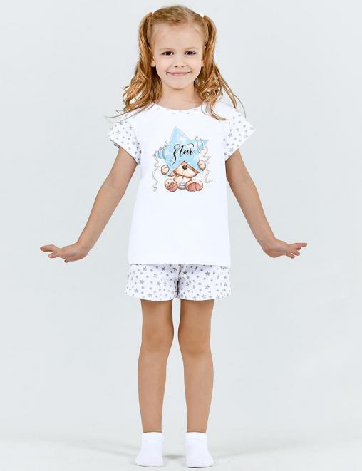 Пижама детская МАЛИНОВЫЕ СНЫ МИШКА STAR цв.Белый (Футболка/Шорты)