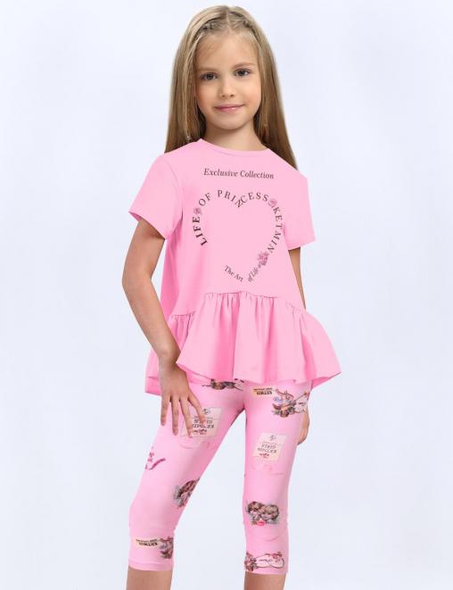 Костюм летний для девочки KETMIN LIFE цв.Розовый/Ангел (Футболка/Бриджи)