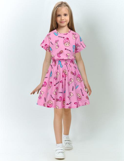 Костюм для девочки KETMIN HAPPY цв.LOVE Розовый (Футболка/Юбка)