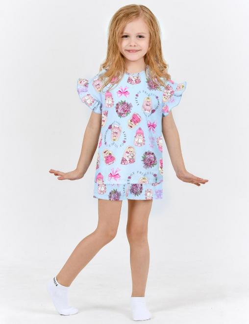 Пижама детская НЕЖЕНКА ЗАЙЧИКИ цв.Голубой (Футболка/Шорты)