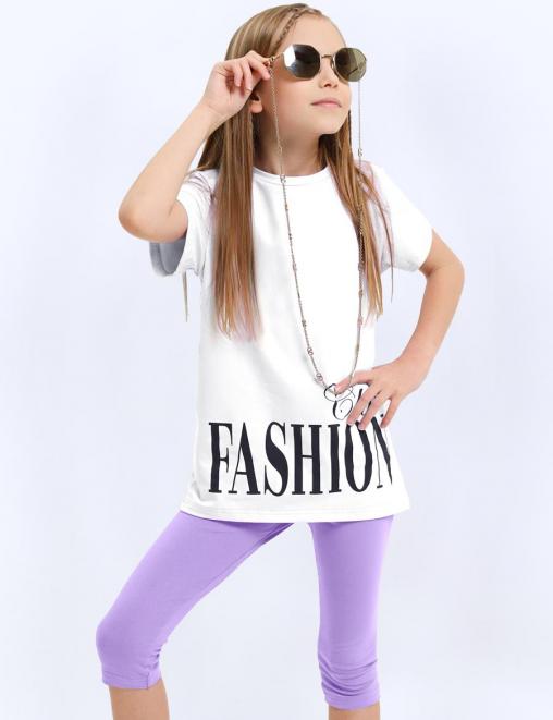 Костюм для девочки KETMIN FASHION Club цв.Белый/Сиреневый (Футболка/Бриджи) Костюм для девочки KETMIN FASHION Club цв.Белый/Сиреневый (Футболка/Бриджи)