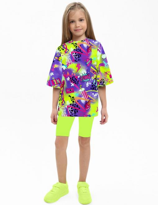 Костюм для девочки KETMIN МАЛИНА COMPACT цв.LOVELY сиреневый /Салат (Футболка/Велосипедки)