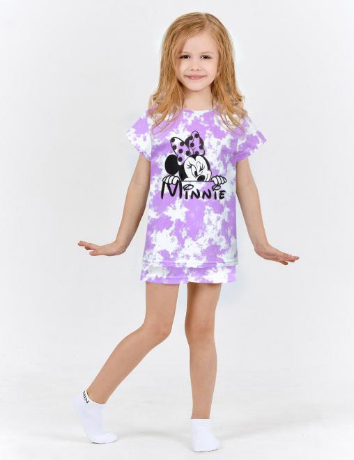 Пижама детская KETMIN DREAM МИННИ цв.Тай Дай Сиреневый (Футболка/Шорты)