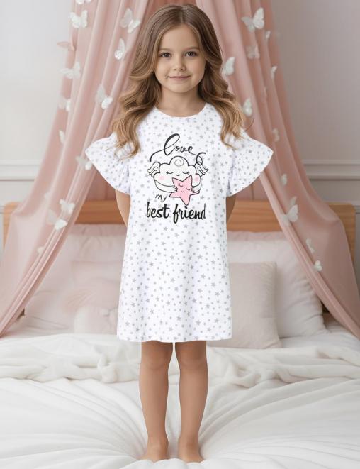 Сорочка детская KETMIN COMFORT ОБЛАЧКО цв.Белый со звёздами (Хлопок)