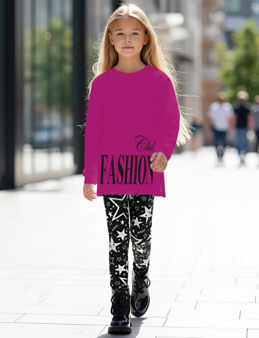 Костюм для девочки KETMIN FASHION CLUB цв.Фуксия/Чёрный