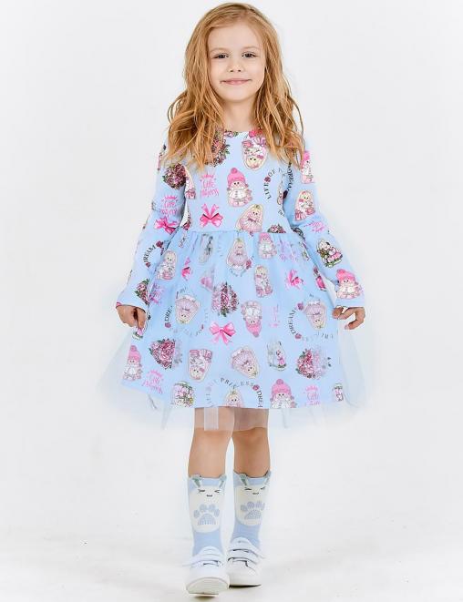 Платье для девочки KETMIN ЛАЙФ цв.Зайчики Голубой