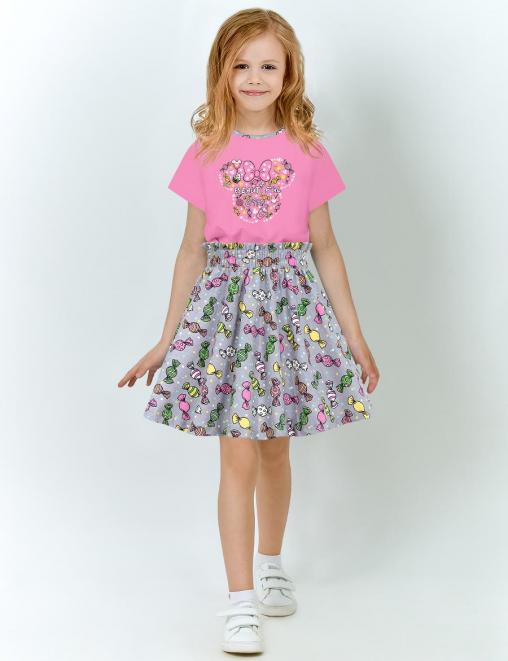 Костюм для девочки KETMIN HAPPY PR цв.Розовый/Конфетки (Футболка/Юбка)