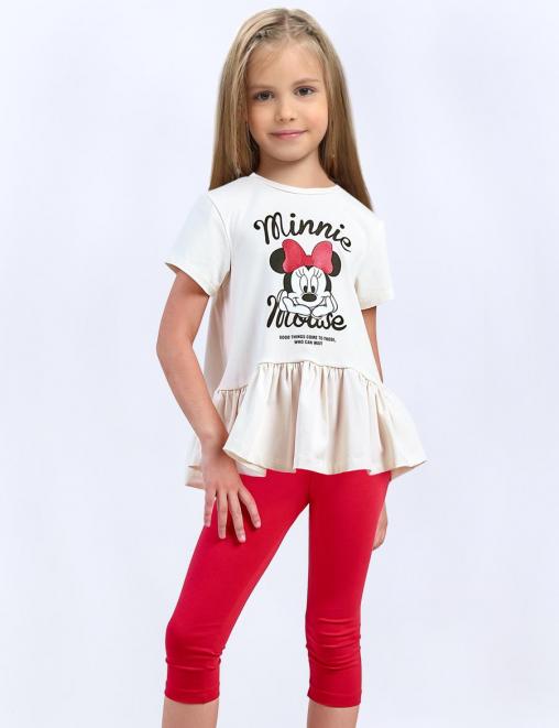 Костюм летний для девочки KETMIN LIFE GOOD ТHINGS цв.Белый/Красный (Футболка/Бриджи)