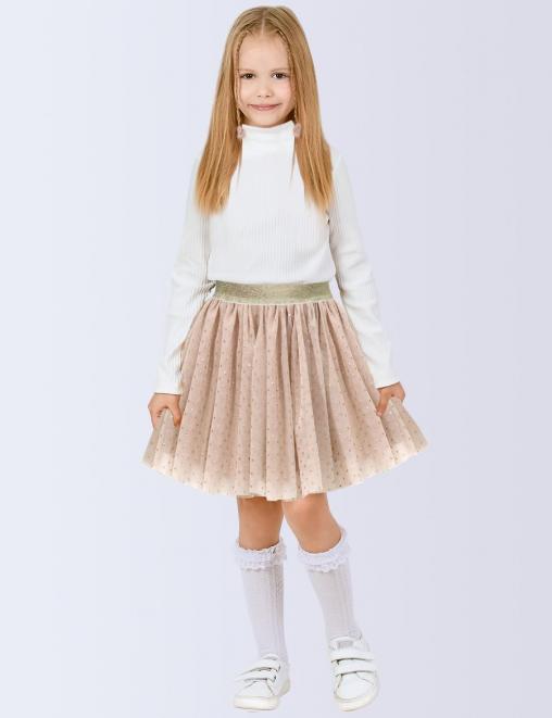 Юбка для девочки MISS KETMIN тк.Сетка цв.Бежевый с блёстками
