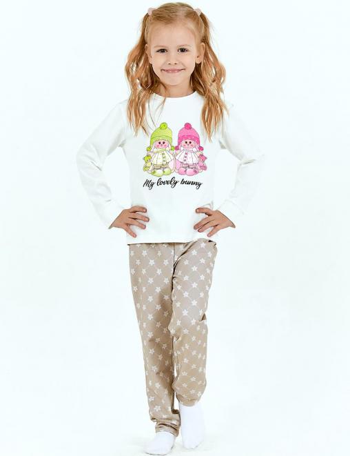 Пижама детская KETMIN HOME MY LOVE BUNNY цв.Бежевый (Лонгслив/Брюки)