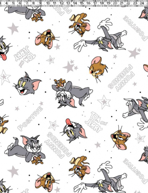 Кулирка ХЛОПОК ОЕ ш/полотно ТОМ и ДЖЕРРИ Друзья цв.Белый