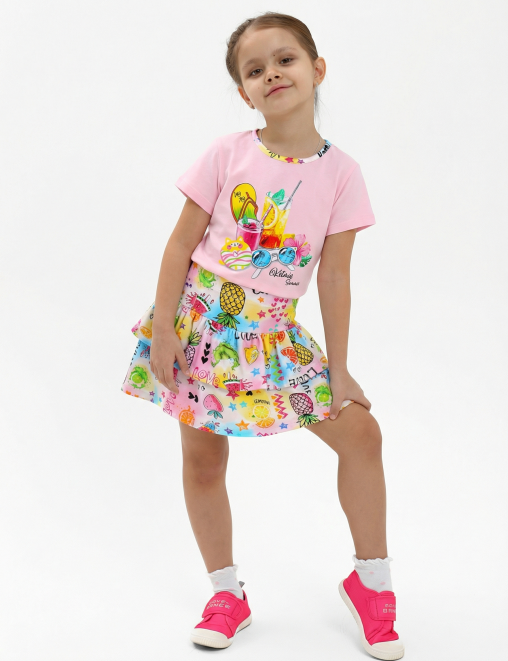 Костюм для девочки KETMIN ЕЖЕВИКА ЭКЗОФРУКТ цв.Розовый (Футболка/Юбка-шорты)