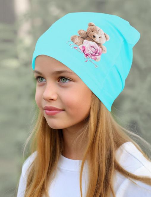 Шапка летняя COLOR Мишка ROSE цв.Бирюза