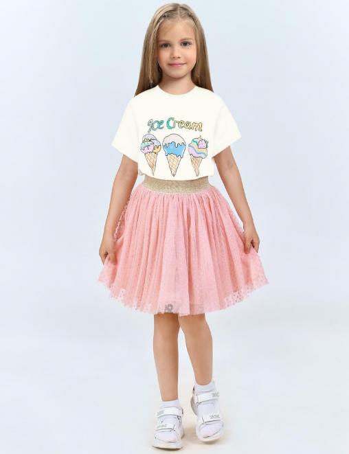 Костюм для девочки KETMIN МАЛЬДИВЕС ICE CREAM цв.Ванильный/Розовый