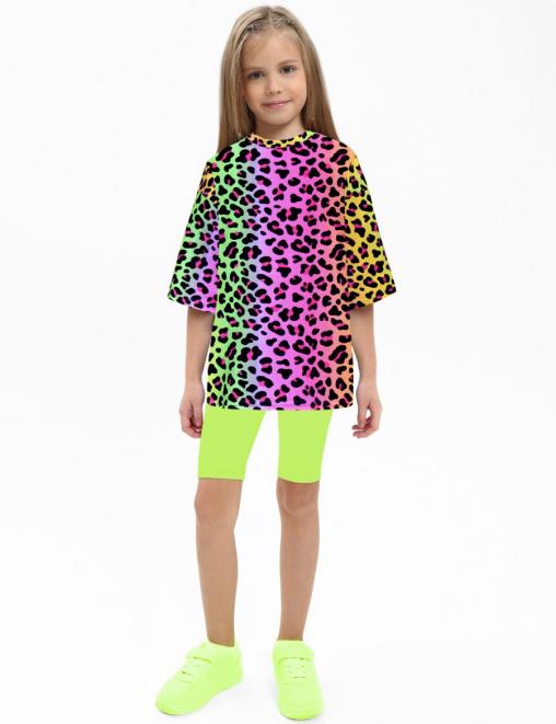 Костюм для девочки KETMIN МАЛИНА COMPACT цв.ЛЕО Барби / Салатовый (Футболка/Велосипедки)