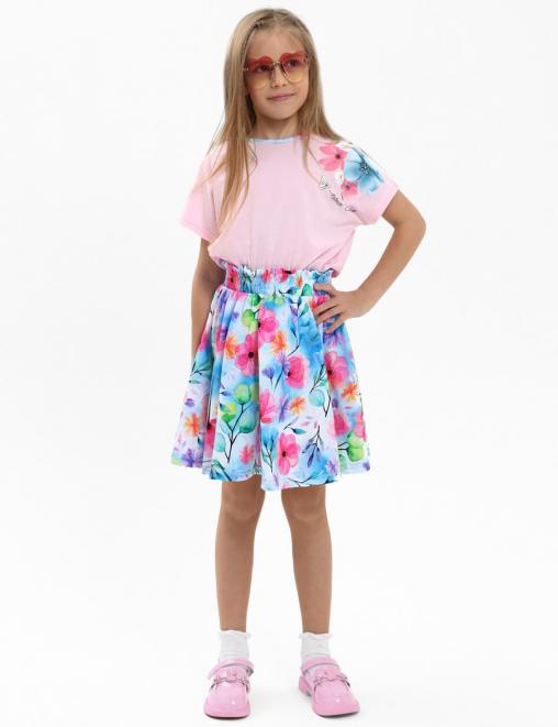 Костюм для девочки KETMIN HAPPY DG цв.Розовый/Нежный цветок (Футболка/Юбка)