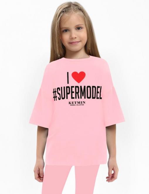Футболка для девочки KETMIN #SUPERMODEL цв.Розовый