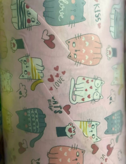 Кулирка ХЛОПОК ОЕ ш/полотно Киски цв.Розовый