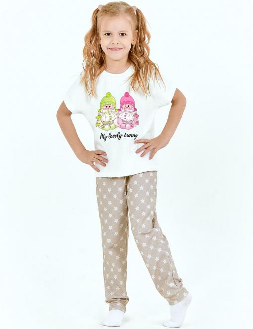 Пижама детская KETMIN КОМФОРТ MY LOVE BUNNY цв.Бежевый (Футболка/Брюки)