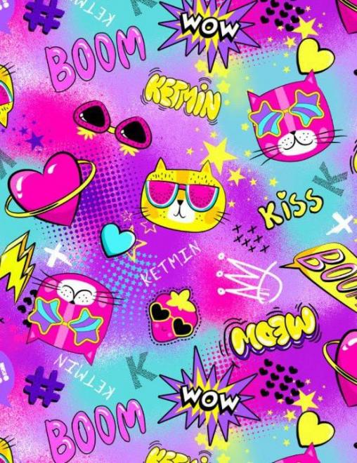 Кулирка с лайкрой ПЕНЬЕ Диджитал ш/полотно КОТИКИ цв.Фукси