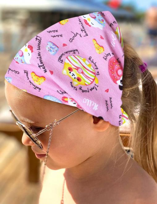 Бандана детская ПРЕМИУМ цв.Пончики Розовый