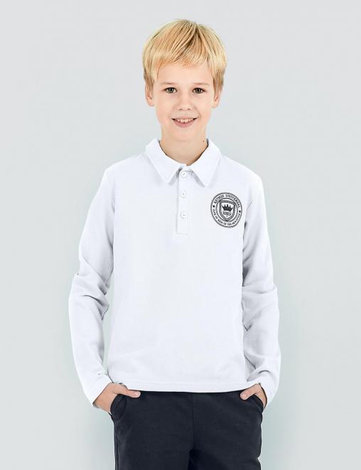 Футболка Поло KМ цв.Белый /ЛОГО длинный рукав/