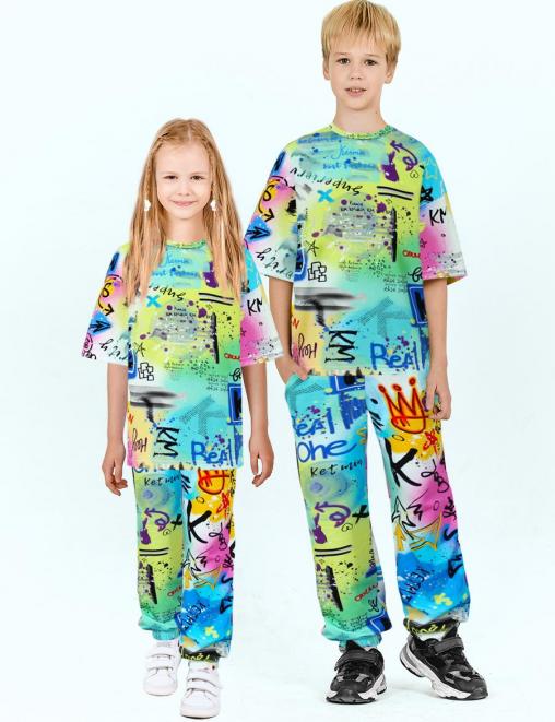 Костюм KETMIN СТИЛЛЯЖ цв.Граффити Яркий Неон (Футболка/Брюки)