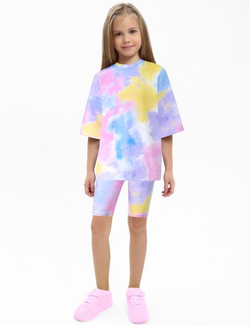 Костюм для девочки KETMIN МАЛИНА ONE цв.Тай Дай Неон (Футболка/Велосипедки)