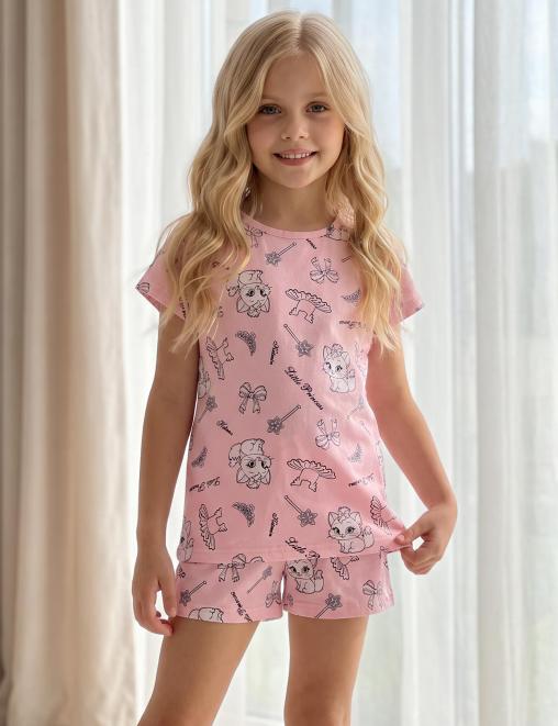 Пижама детская KETMIN DREAM КИСКА Princess цв.Розовый (Футболка/Шорты)