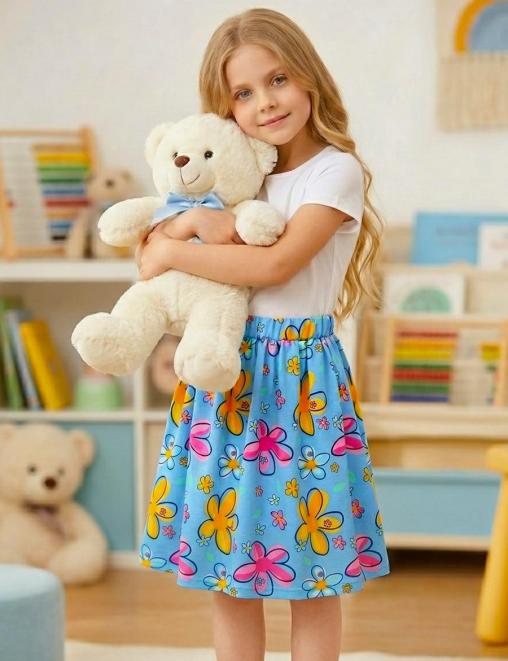 Юбка для девочки KETMIN ЛЕТНИЙ ОТДЫХ цв.Цветочная поляна Голубой