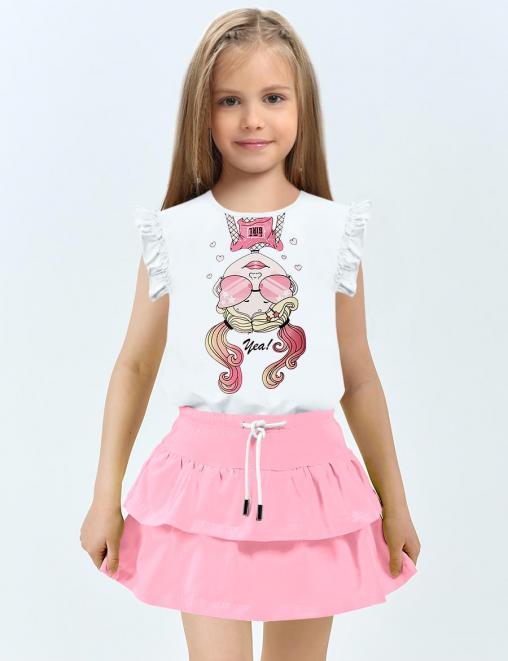 Футболка для девочки KETMIN ЛЕТО ВВЕРХ ТОРМАШКАМИ цв.Белый