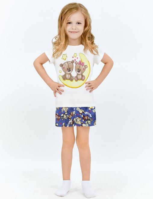 Пижама детская KETMIN МИШКИ МАЛЫШКИ цв. Молочный/Синий (Футболка/Шорты)